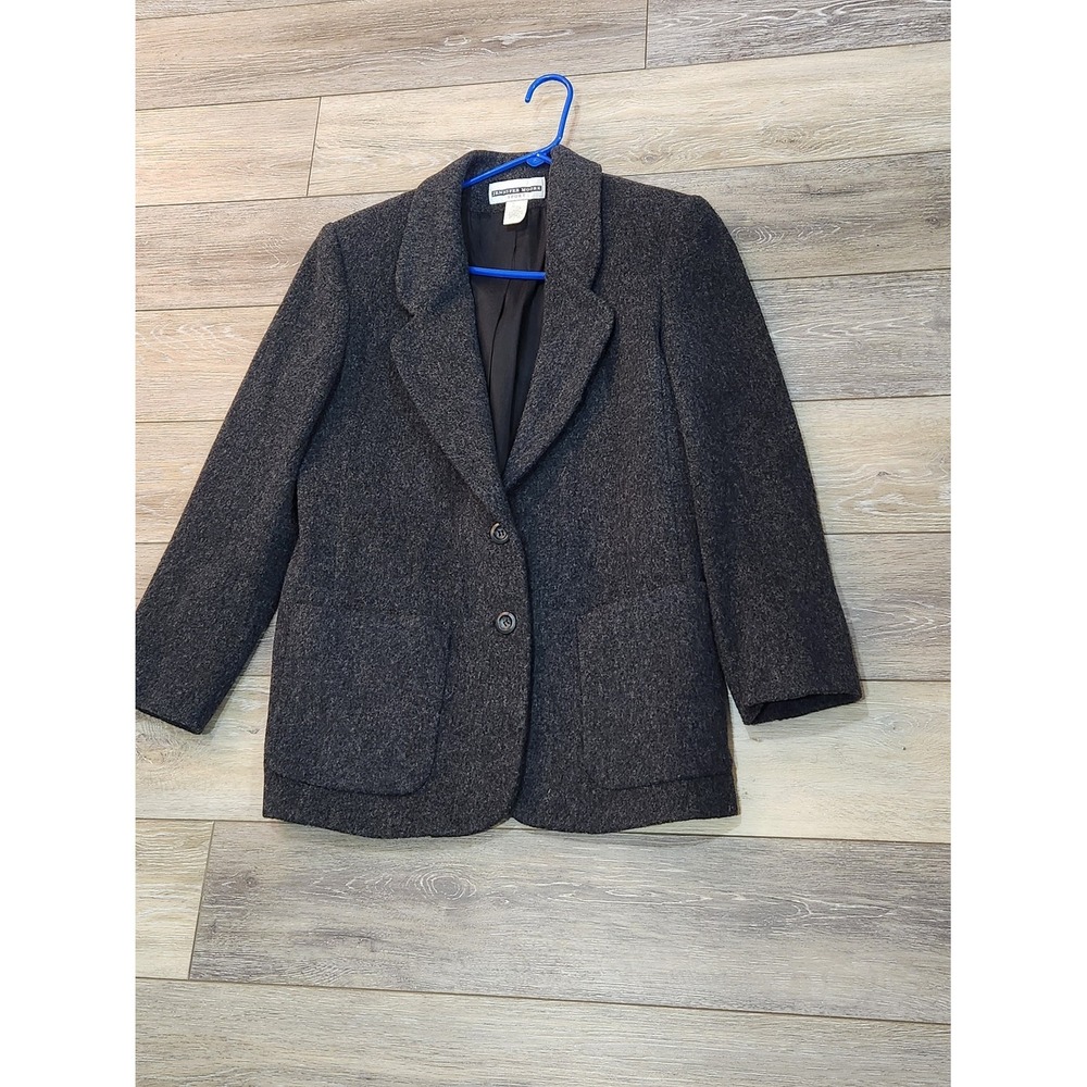 Jennifer Moore Charcoal Gray Wool Blend Two-Button Blazer